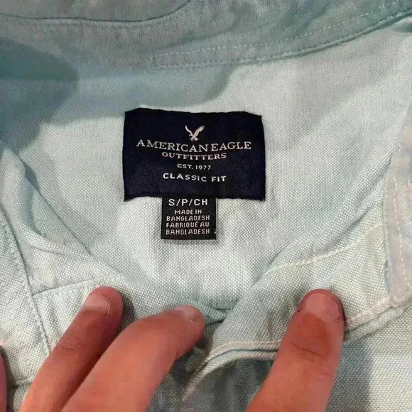 American Eagle Outfitters Blue Long Sleeve Classic Fit Button Up Shirt Men Small - Picture 4 of 5